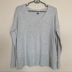 V neck slub pullover sweater